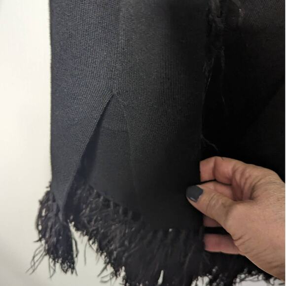 Kobi Halperin Irene Black Long Line Sweater with Ostrich Feather Trim XL New - Picture 8 of 14